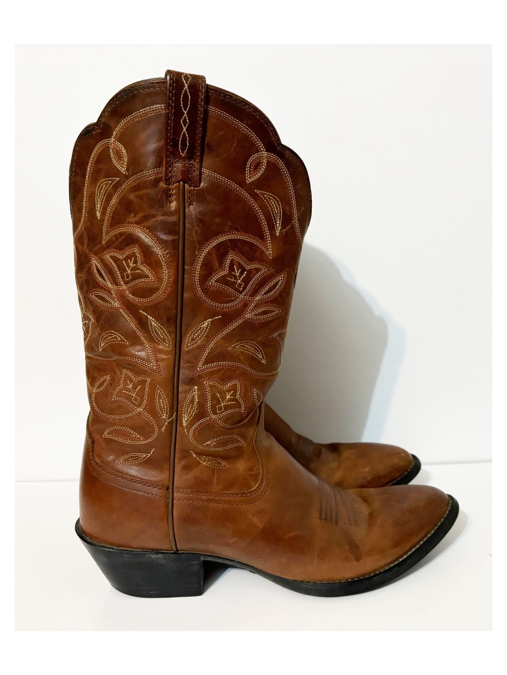 Ariat Men's Brown Leather Cowboy Boots Sz 9B Style 15702, Western Boots